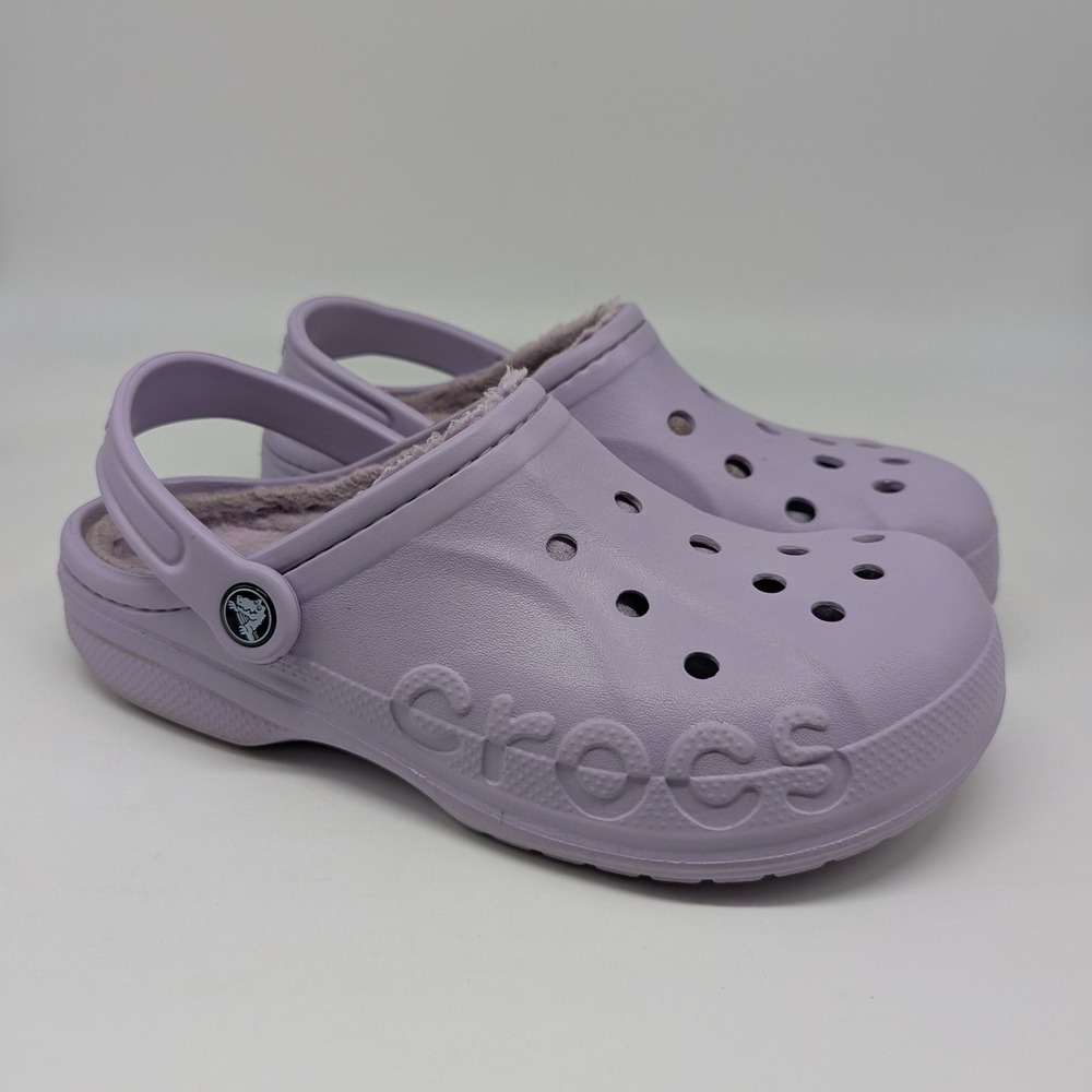 Crocs Baya Fleece Lined Clog Mens 6 Womens 8 Purple Faux Fur Slip On 205969 Shoe